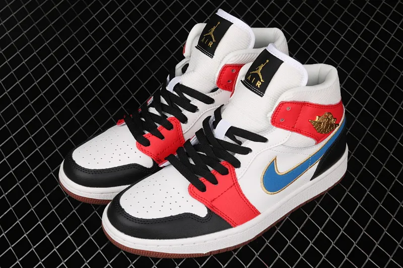 All categories Air Jordan Jordan series basketball shoes Air Jordan 1 Mid Air Jordan 1 Mid AJ1 Joe 1 colorful stitching metal flying wings DC1426-100